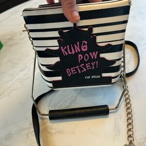 Betsey Johnson Kung Pow Black and White Crossbody Bag